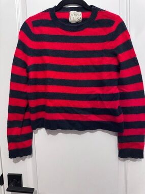 Jumper 1234 Red and Black Striped Crewneck Sweater